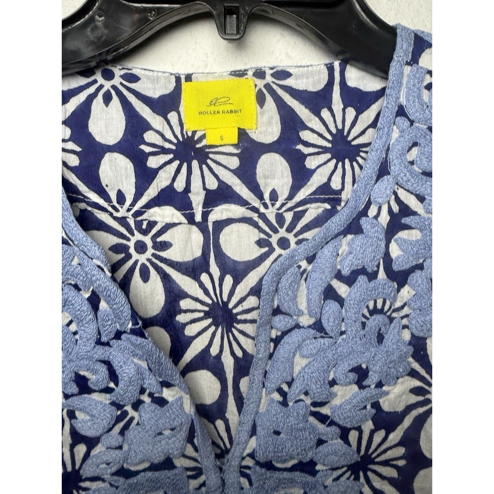 Roberta Roller Rabbit Women's V-Neck Printed Tunic Blouse Size S Beachy Resort - Picture 4 of 10